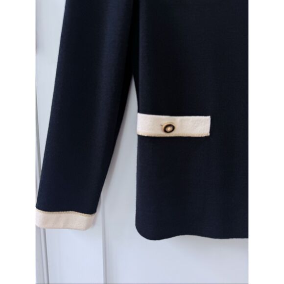 St. John Collection By Marie Gray Santana Knit Cardigan Jacket Black Womens Sz 8 - Picture 2 of 6